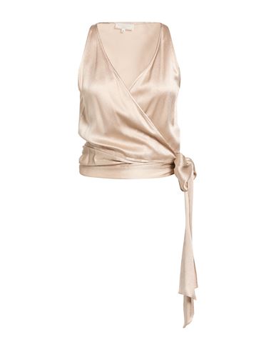 Antonelli Woman Top Khaki Size 8 Acetate, Silk In Brown