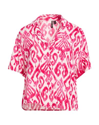 Pieces Woman Shirt Fuchsia Size L Ecovero Viscose In Pink