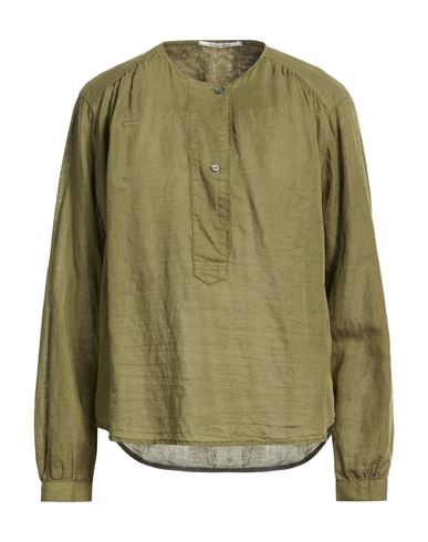 Pomandère Woman Shirt Military Green Size 6 Cotton, Linen In Gray