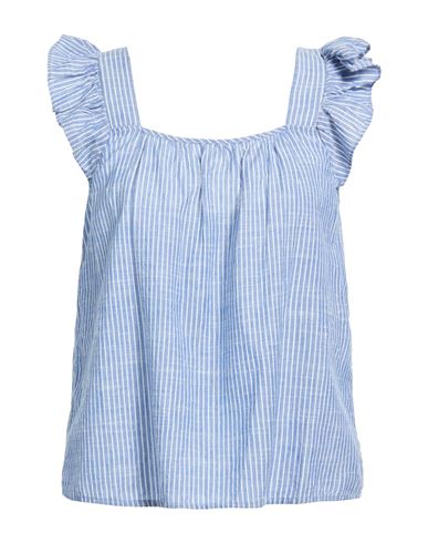 Pieces Woman Top Blue Size M Cotton, Linen