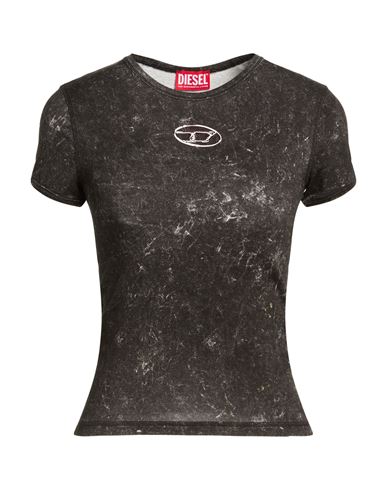 Diesel Woman T-shirt Charcoal Size L Rayon, Elastane In Gray