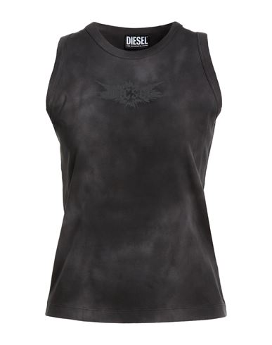 Diesel Woman Tank Top Charcoal Size L Cotton In Gray