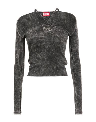 Diesel Woman Top Charcoal Size L Cotton, Elastane In Gray