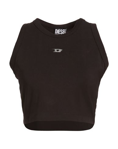 Diesel Woman Top Black Size L Cotton, Elastane