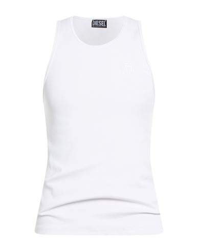 Diesel Man Tank Top White Size L Cotton, Elastane