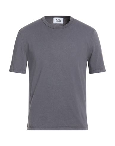 Alpha Studio Man T-shirt Lead Size 46 Cotton In Gray