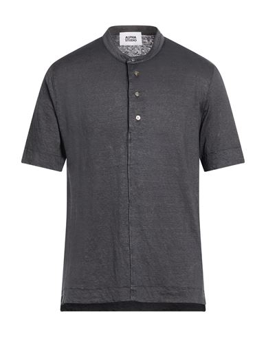 Alpha Studio Man T-shirt Grey Size 38 Linen, Elastane In Gray