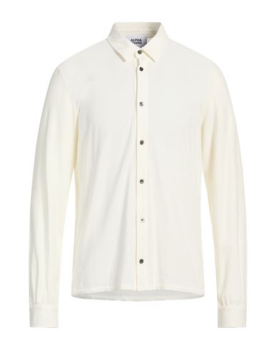 Alpha Studio Man Shirt Ivory Size 44 Cotton, Elastane In White