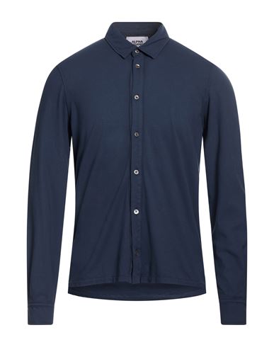 Alpha Studio Man Shirt Midnight Blue Size 44 Cotton, Elastane