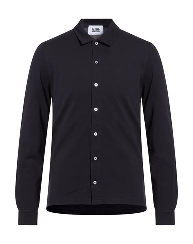 Alpha Studio Man Shirt Midnight Blue Size 38 Cotton, Elastane