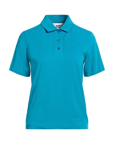 Alpha Studio Woman Polo Shirt Deep Teal Size 10 Cotton, Elastane In Blue