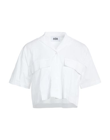 Alpha Studio Woman Shirt White Size 10 Cotton, Elastane In Multi