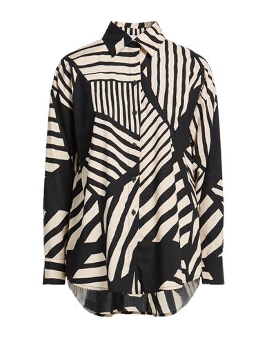 Alpha Studio Woman Shirt Beige Size 14 Cotton In Black