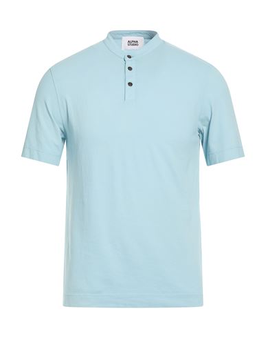 Alpha Studio Man T-shirt Sky Blue Size 46 Cotton, Elastane