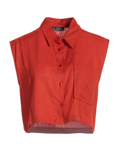 J·b4 Just Before Woman Shirt Brick Size S Linen, Viscose In Red