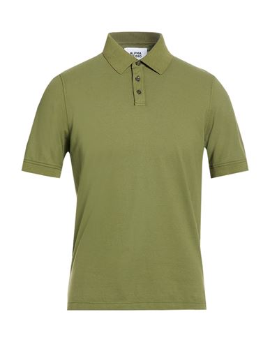 Alpha Studio Man Polo Shirt Military Green Size 44 Cotton, Elastane
