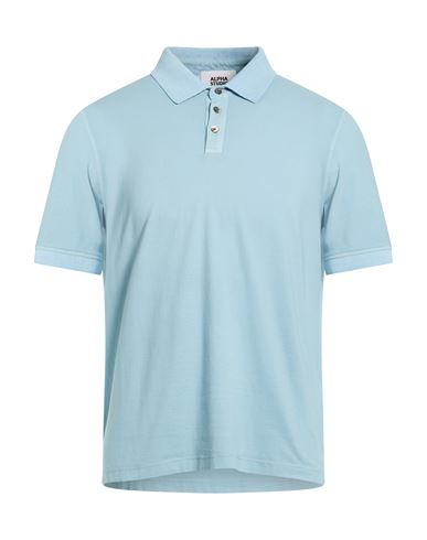 Alpha Studio Man Polo Shirt Sky Blue Size 46 Cotton, Elastane