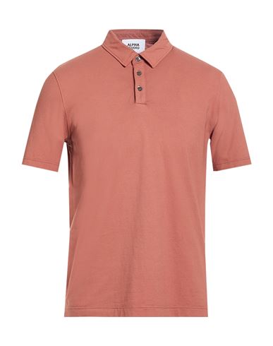 Alpha Studio Man Polo Shirt Brown Size 46 Cotton, Elastane