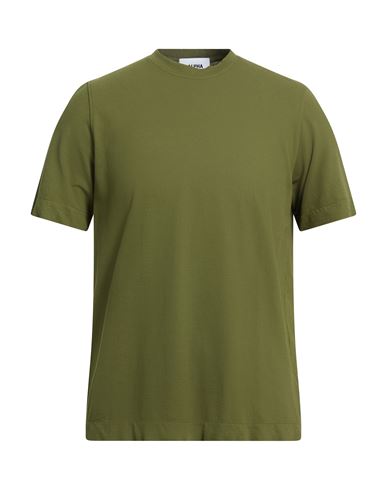 Alpha Studio Man T-shirt Military Green Size 42 Cotton, Elastane