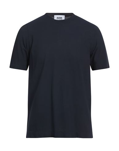Alpha Studio Man T-shirt Midnight Blue Size 44 Cotton, Elastane