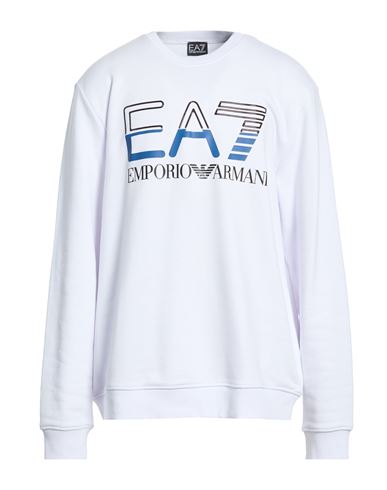 Ea7 Man Sweatshirt White Size 3xl Cotton, Polyester