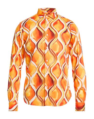 Liberty Rose Man Shirt Orange Size 17 Cotton In Multi