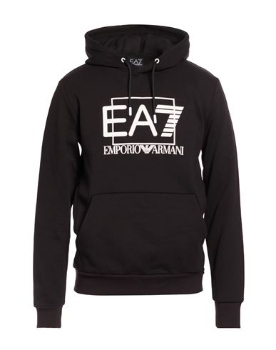 Ea7 Man Sweatshirt Black Size 3xl Cotton, Polyester, Elastane