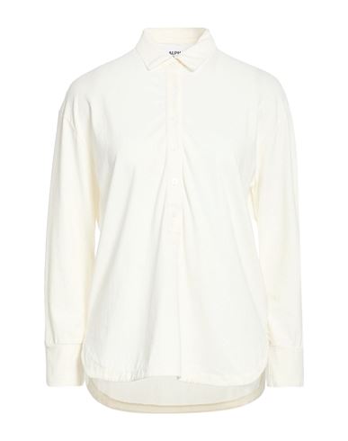Alpha Studio Woman Polo Shirt Ivory Size 8 Cotton, Elastane In White