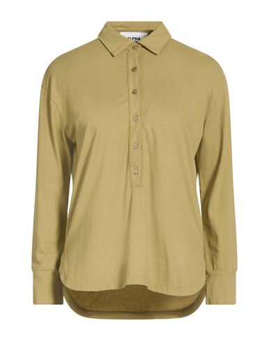 Alpha Studio Woman Polo Shirt Sage Green Size 8 Cotton, Elastane