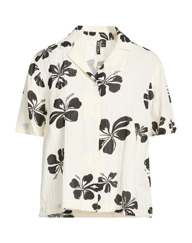 Pieces Woman Shirt Ivory Size L Organic Cotton In White