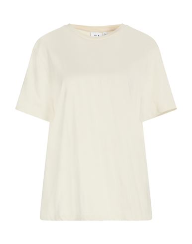Vila Woman T-shirt Ivory Size L Cotton, Recycled Cotton In White