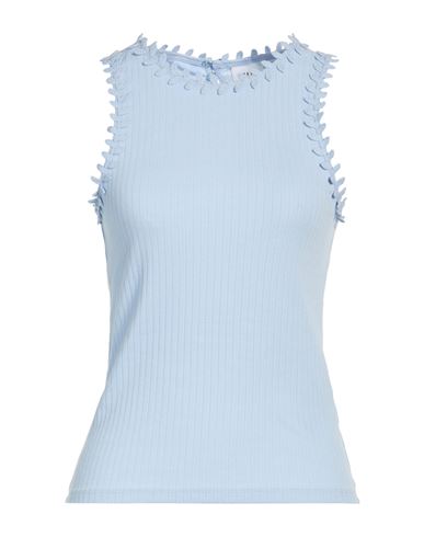 Vila Woman Top Sky Blue Size L Recycled Polyester, Recycled Cotton, Cotton, Elastane