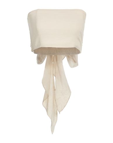 Pieces Woman Top Beige Size M Cotton In Neutral