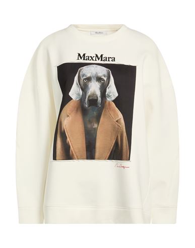 Max Mara Woman Sweatshirt White Size L Cotton, Polyester, Elastane In Multi