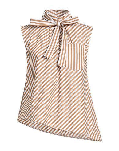 Room 52 Woman Top Brown Size 8 Cotton, Polyester
