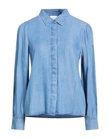 Vila Woman Denim Shirt Blue Size 10 Tencel