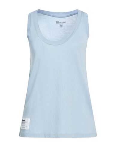 Blauer . Woman Tank Top Sky Blue Size L Lyocell, Cotton