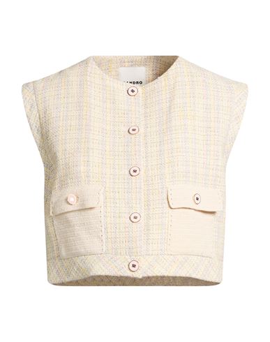 Sandro Woman Tailored Vest Pastel Yellow Size 10 Cotton, Polyester, Viscose, Polyamide