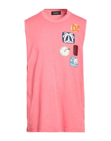 Dsquared2 Man Tank Top Coral Size M Cotton In Red