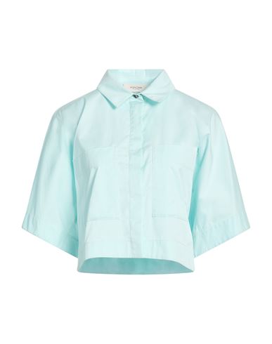 Agnona Woman Shirt Sky Blue Size 4 Cotton, Elastane