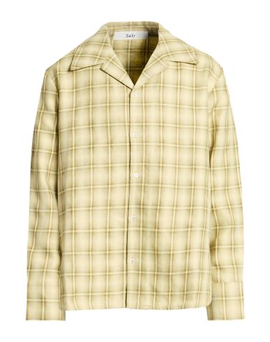 Séfr Man Shirt Pastel Yellow Size L Cotton, Linen