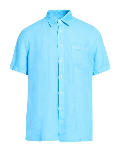 120% Lino Man Shirt Light Blue Size 3xl Linen