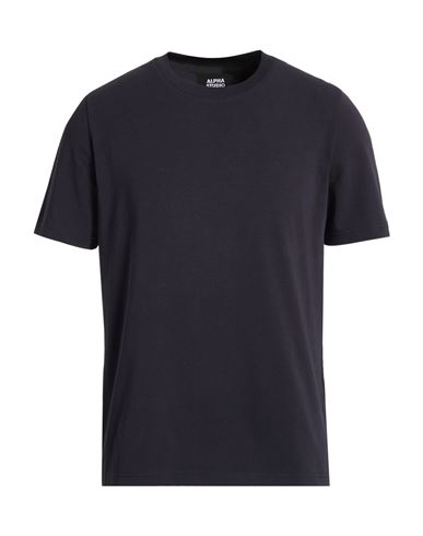 Alpha Studio Man T-shirt Midnight Blue Size 40 Cotton, Elastane