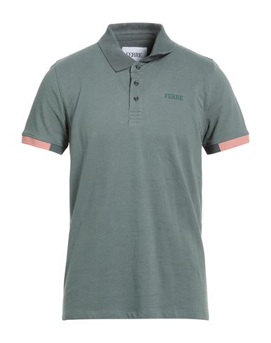 Ferre' Man Polo Shirt Sage Green Size Xxl Cotton