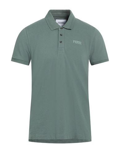 Ferre' Man Polo Shirt Sage Green Size Xxl Cotton