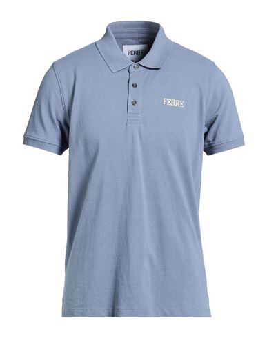 Ferre' Man Polo Shirt Slate Blue Size Xxl Cotton