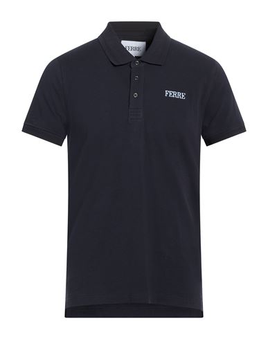 Ferre' Man Polo Shirt Midnight Blue Size Xxl Cotton In Black