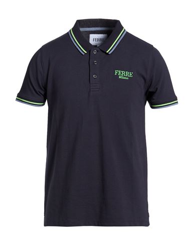 Ferre' Man Polo Shirt Midnight Blue Size Xl Cotton In Black