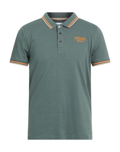 Ferre' Man Polo Shirt Deep Teal Size Xxl Cotton In Gray