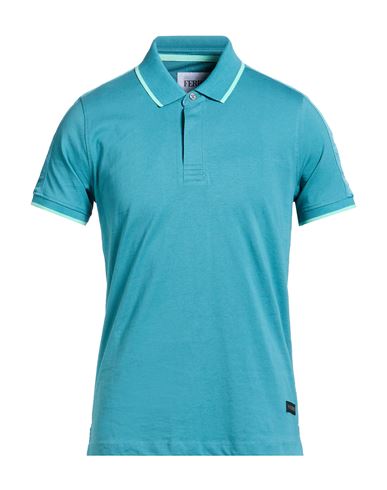Ferre' Man Polo Shirt Turquoise Size Xxl Cotton In Blue